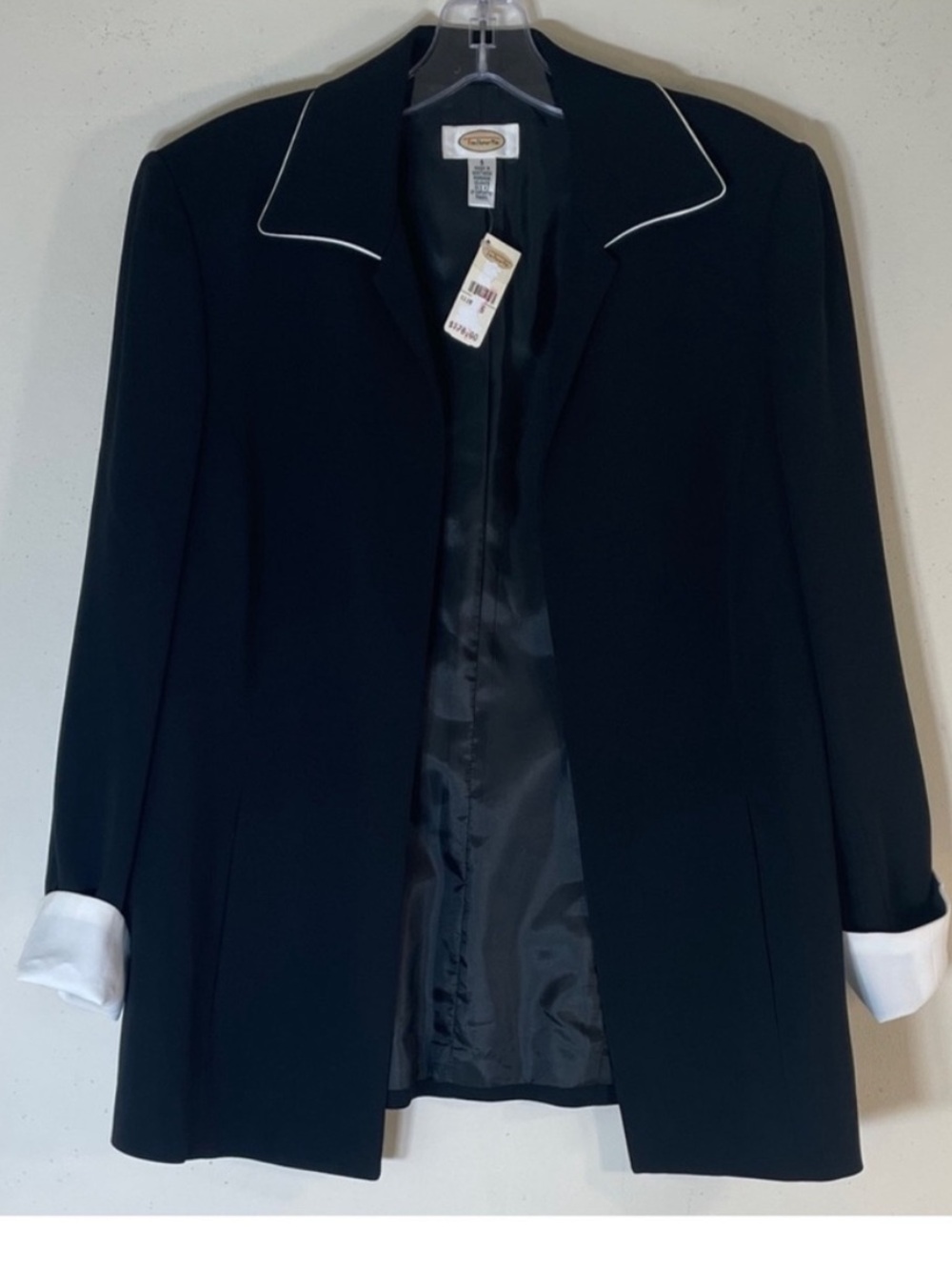 Talbots Black Blazer with White Trim and Cuffs